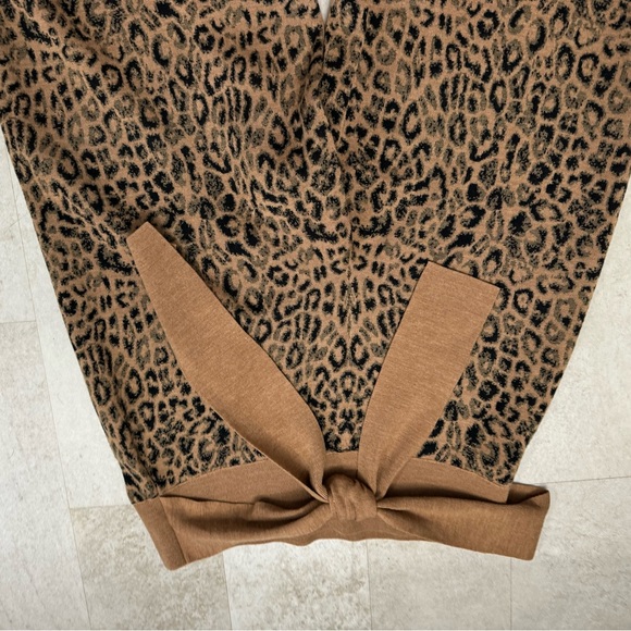 Anthropologie Moth Sweater Pants Tan Black Leopard Print Small - Picture 4 of 9